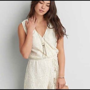 Lace/white cream romper